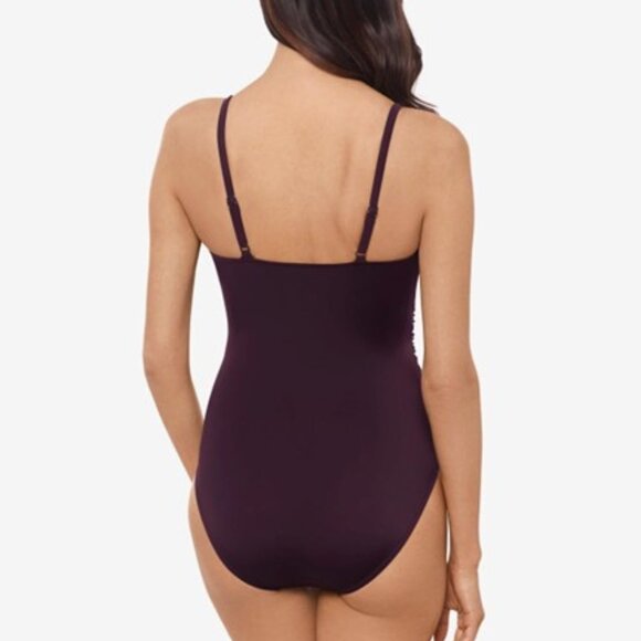 Magicsuit by Miraclesuit Isabel Swimsuit One Piece Prune Purple Size 16 NEW - Picture 2 of 9
